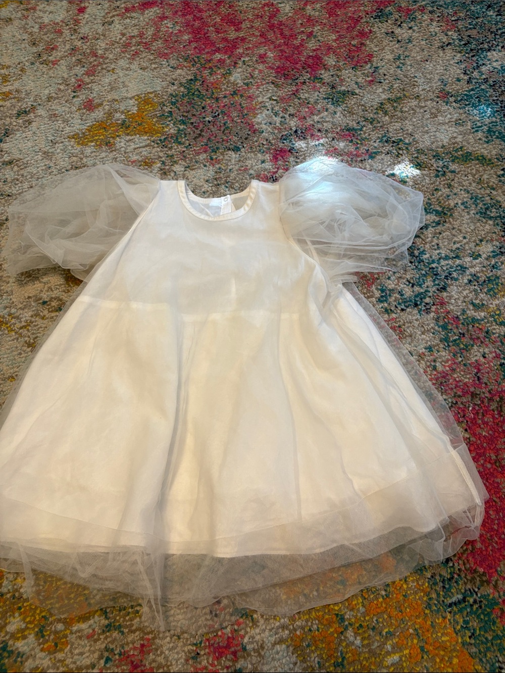 JNBY by JNBY Cream Tulle Puff Sleeve Dress